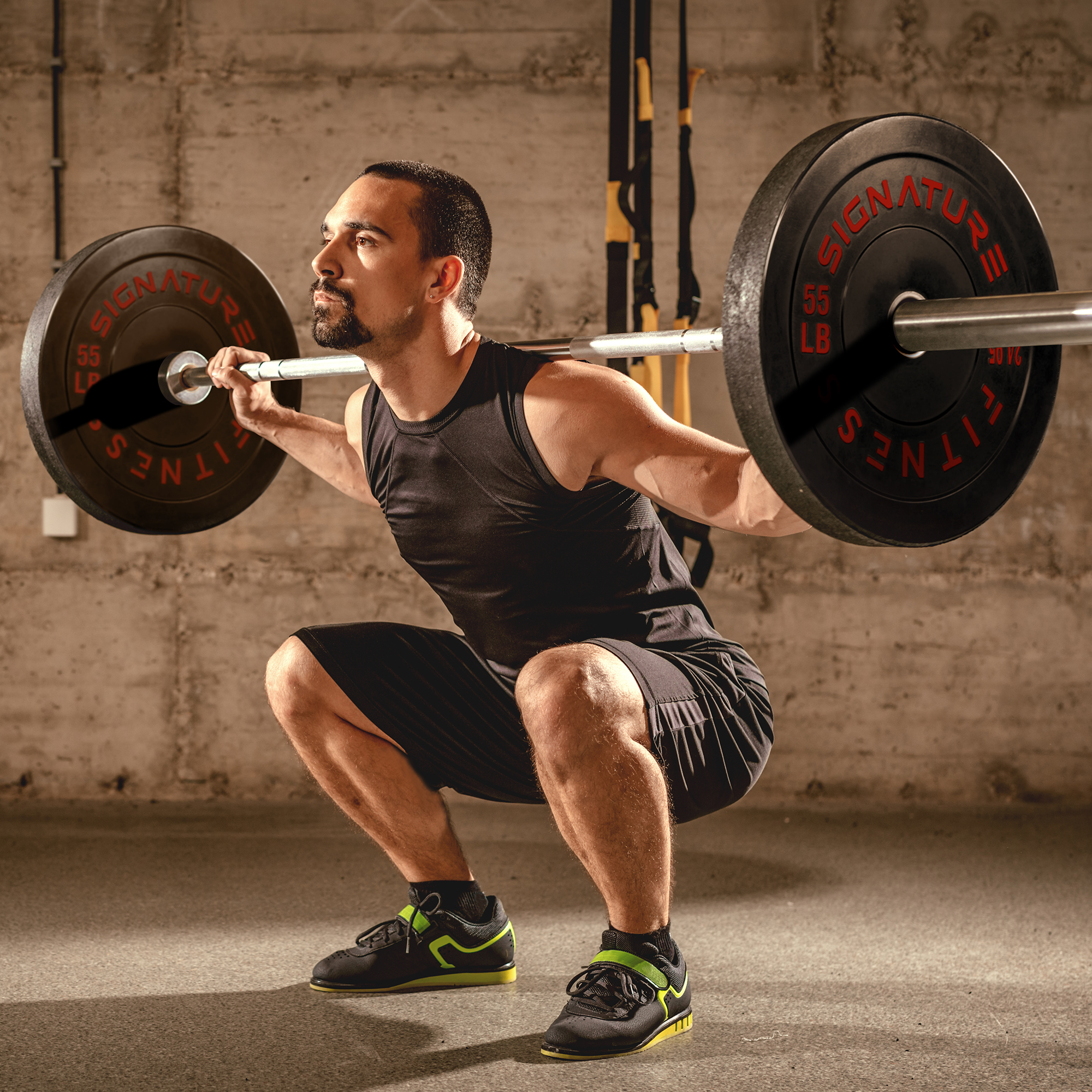 BalanceFrom 5FT Barbell Set with Color Letter Rubber Bumper Plates & Small Hub – Includes Pairs of 25LB, 35LB, 45LB, 55LB, Available in 120LB, 210LB, or 320LB Sets