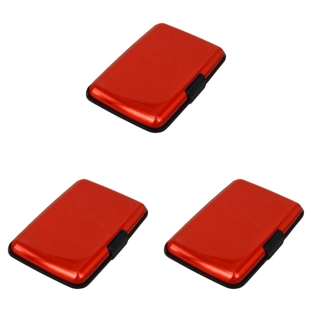 WUSUOWEI 1PC Aluminum Card Holder,Card Case,Red Color Hard Card Holders Protector for Women Men