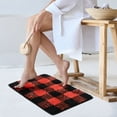thumbnail image 6 of Unique Bargains Soft 2Pcs Microfiber Plaid Bath Rugs Black & Red 17"x24"&17"x47", 6 of 8