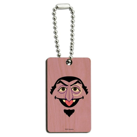 Sesame Street Count Face Wood Wooden Rectangle Keychain Key Ring