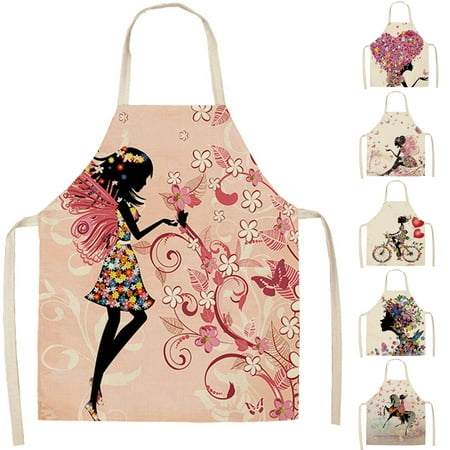 

Beechoice Kitchen Cooking Aprons Adjustable Bib Aprons 3D Cartoon Fairy Colorful Water Oil Stain Resistant Black Chef Cooking Kitchen Aprons with Pockets soft Chef Apron-26.77 x 21.65