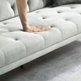 thumbnail image 4 of 71 Inches Velvet Futon Sofa Bed with 2 Pillows,Modern Convertible Futon Couch with 3 Adjustable Backrest Angles and Gold Metal Feet,Suitable for Apartment,Living Room,Small Space,Gray, 4 of 8