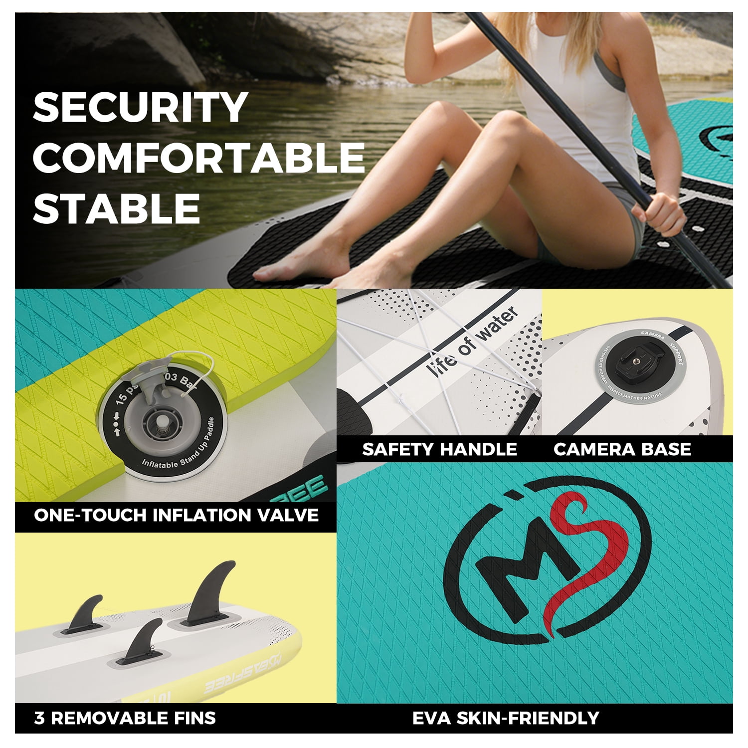 MSEASFREE Inflatable Paddle Board Stand up Paddle Board with Premium SUP Accessories