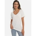 thumbnail image 2 of Women's V-Neck T-Shirt - Casual Short Sleeve Loose Fit Tee - Soft Comfortable Basic Top, 2 of 6