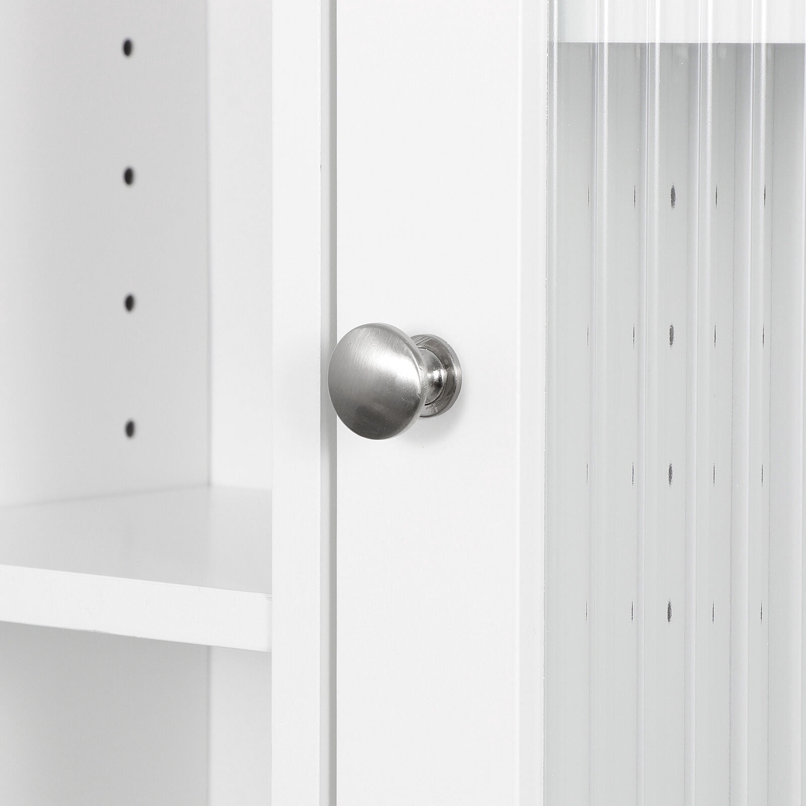 Favory Over The Toilet Cabinet, Double Door Bathroom Storage Organizer, Toilet Rack with Inner Adjustable Shelf and Open Storage Shelf,White