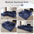 thumbnail image 7 of GNIXUU 103” W Corduroy Boneless Couch, L-Shaped Sectional Sofa with Left Facing Chaise, Comfy Memory Foam Cloud Compression Couches for Living Room Home Office, No Assembly,Blue, 7 of 7