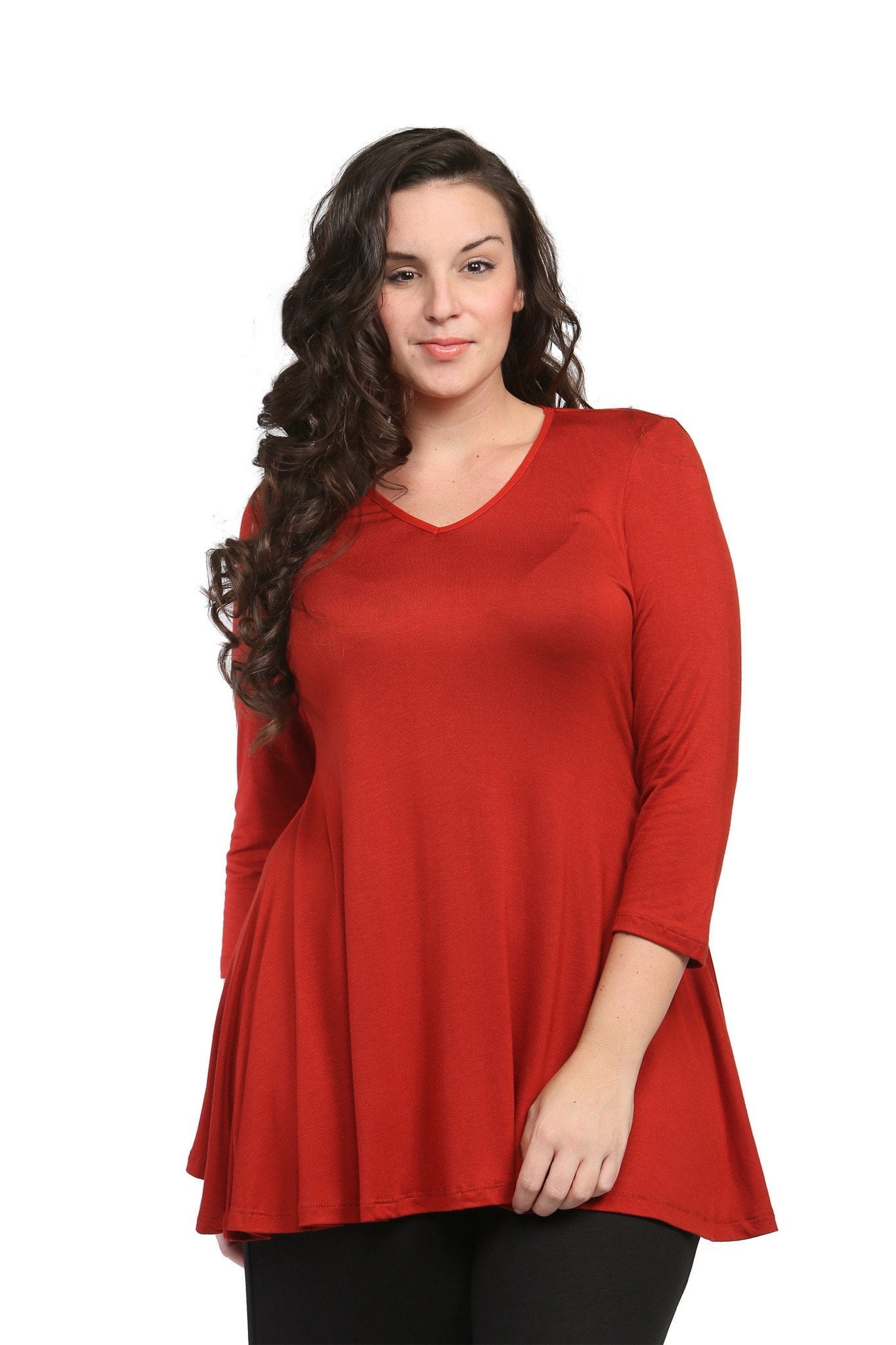 Women's Plus Size 3/4 Sleeve V-neck Tunic