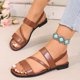 thumbnail image 4 of Sandalias Planas de las Mujeres de Moda Casual Primavera Y Verano Playa Toe Abierto Romano con Correa Slingback Y Correas Frontales Crisscross, 4 of 9