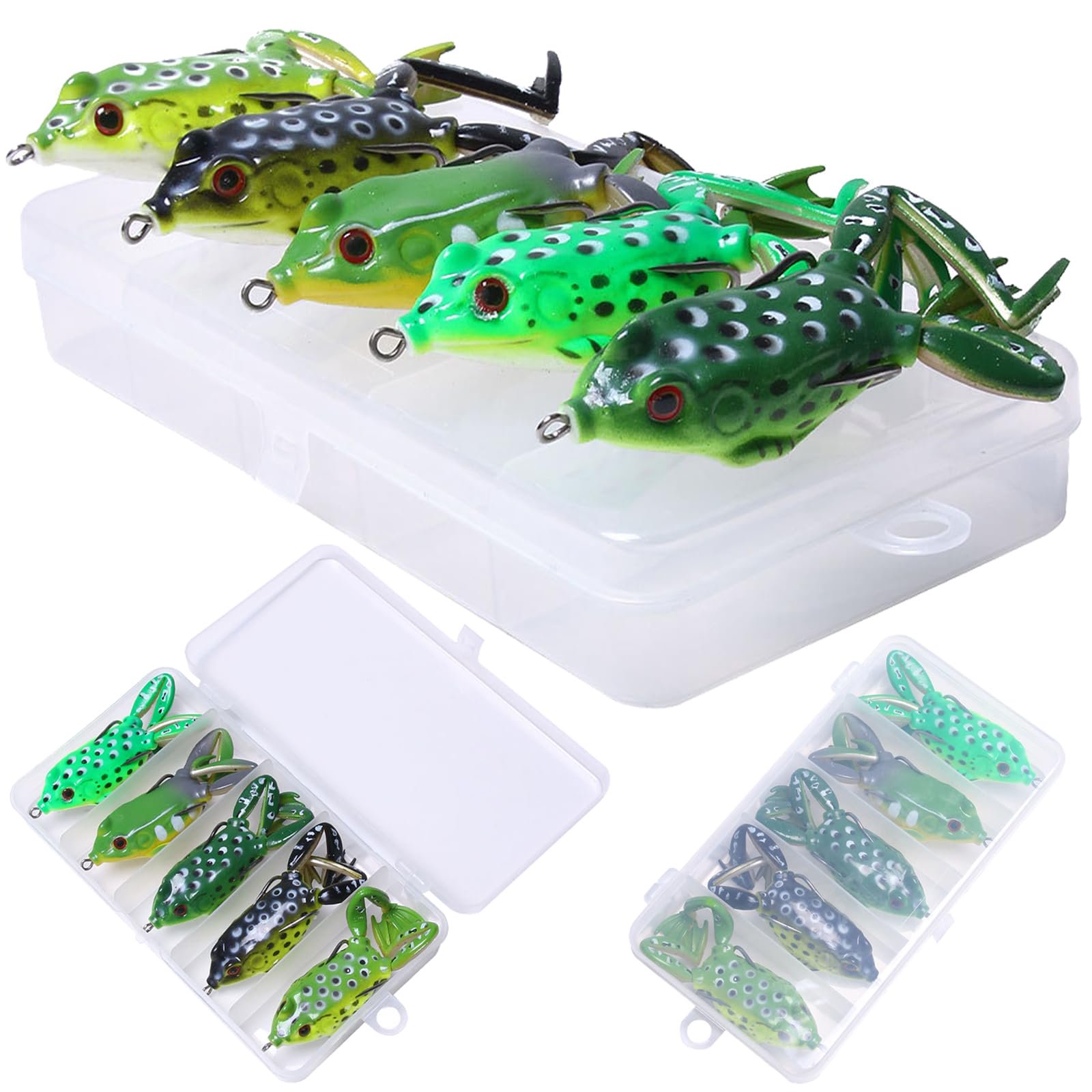 Topwater Frog Lures Soft Swimbaits with Weedless Design 5pcs Box