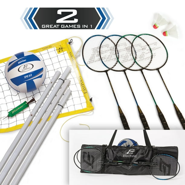 EastPoint Sports Volleyball Badminton Combo Set with Net and Rollup