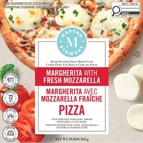 Martha Stewart Margherita Stone-Baked Pizza with Fresh Mozzarella and Hand-Stretched Sourdough Crust, 368 g