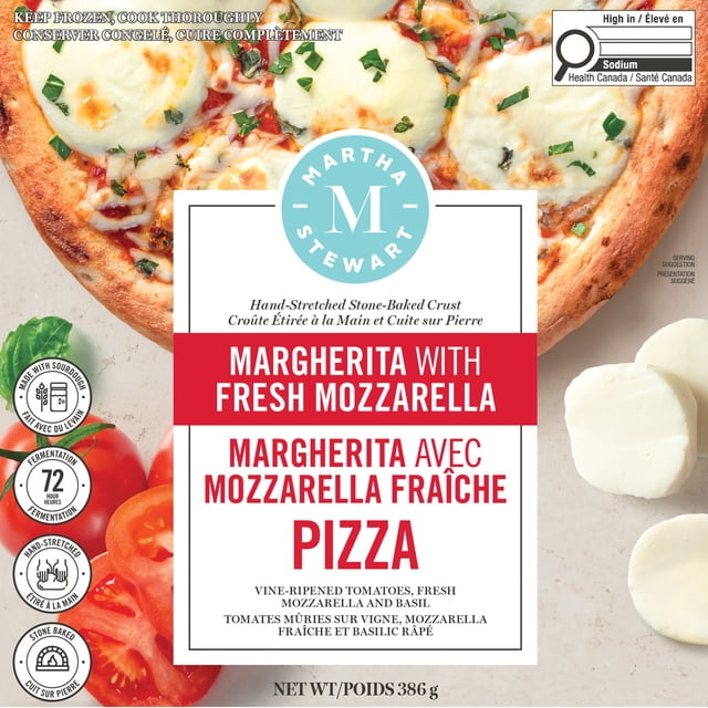 Martha Stewart Margherita Stone-Baked Pizza with Fresh Mozzarella and Hand-Stretched Sourdough Crust, 368 g