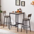 thumbnail image 5 of 3 Pieces Kitchen Table Set, Bistro Table Set with Two Chairs, 23.6"x 23.6" x 35.43" Countertop Small Dining Table Sets for 2, Counter Height Bar Table for Breakfast Nook, Kitchen, Dining Room, JA1654, 5 of 8