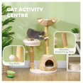 thumbnail image 4 of COCOKUN 41" Modern Cat Condo, Indoor Cat Tree with Scratching Posts, Soft Removable Cushions & Toy Balls, Compact Cat Furniture for Play & Rest, Cream White, 4 of 9