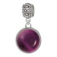 thumbnail image 1 of Delight Jewelry Silvertone Round - Imitation Cat's Eye - Purple - Lord Guide Me Charm Bead, 1 of 4