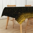 thumbnail image 5 of Golden Galaxy Rectangle Tablecloth 60x84 Inch Space Starry Night Sky Gold Star Black Fabric Table Cloth Polyester Anti-Wrinkle Washable Table Cover for Birthday Theme Party Dining Room Decor, 5 of 6
