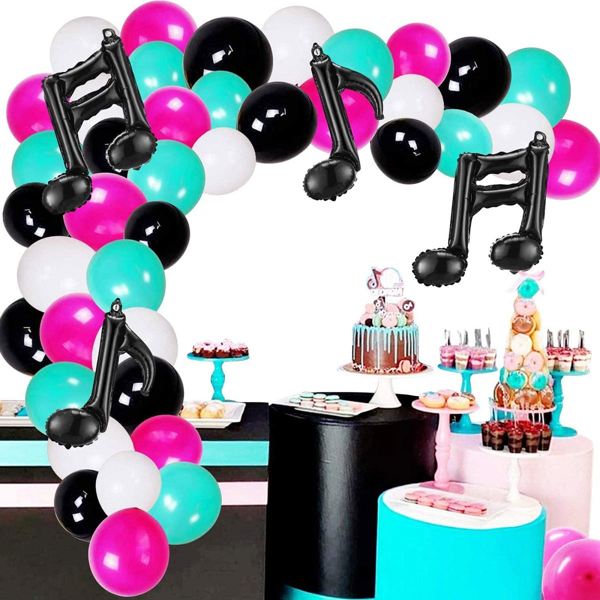 Musical Theme Birthday Balloon Garland Party decorations for Boys And Girls Red Black Blue Latex Balloon Music Note Foil Balloon 141 Pcs Music Balloon Arch Kit
