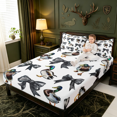 thumbnail image 3 of Manfei Aquatic Mallard Bird Bed Sheets,Vintage BowknotFull Size Sheets,4pcs,1 Flat Sheet,1 Fitted Sheet and 2 Pillowcases, 3 of 6