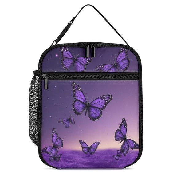 Dreamy Purple Butterfly Pattern (64)-1 Insulated Lunch Box Thermal Bag,Waterproof Lunch Bag
