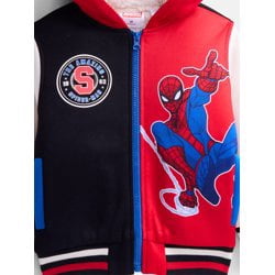 Spider Man Toddler Boys Colorblock Full Zip Hooded Varsity Jacket, Sizes 2T-5T