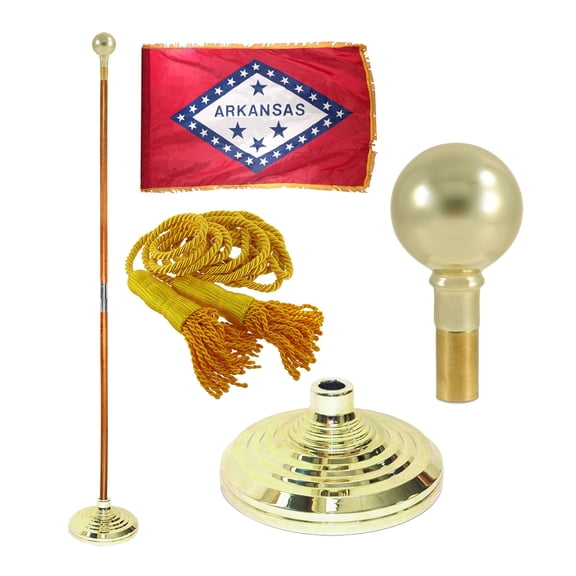 Indoor Arkansas State Flag Kit - 7ft Pole - Parade Ball