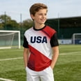 thumbnail image 2 of Kid's Soccer Football Supporter Fan Shirt Short Sleeve Athletic Apparel Breathable Crewneck Graphic Sports Tee, 2 of 4