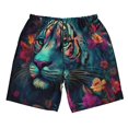 thumbnail image 5 of Goofa Colorful Flower Tiger Printed Mens Swim Trunks Summer Quick Dry Short Beach Swimwear Bathing Suits-Medium, 5 of 9