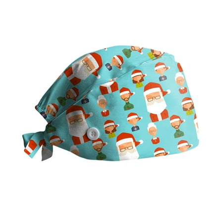 

Holiday Graphic Womens And Mens Christmas Printed Nurse Working Scrub Cap With Buttons Adjust Sweatband Working Cap Bouffant Hats Green H Y2Y