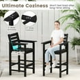 thumbnail image 4 of Costway Ensemble de Bar de Patio en HDPE 3 Pcs Fauteuils avec Table Haute Carrée Repose-Pieds Dossier Noir, 4 of 9