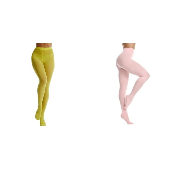 (2-Pack) Kcodviy Women's 80 Soft Semi Heart Tights Opaque Solid Color Footed Ice Skating Tights Pantyhose Tights Control Top Tights for Women Footless Tights Nylons