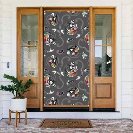The Nightmare Before Christmas Door Cover Decorated Banner Tapestry Home Decoration Holiday Party Supplies Door Banner Porch Sign Banner 72.8 x 35.4 Inch