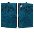 thumbnail image 2 of FJLBDE Case for iPad mini 7 A17 Pro 2024/Mini 6 2021 8.3 Inch with Stand, Card Slot, Auto Wake/Sleep, Embossed Flower PU Leather Folio Magnetic Cover with Pen Holder, Blue, 2 of 7