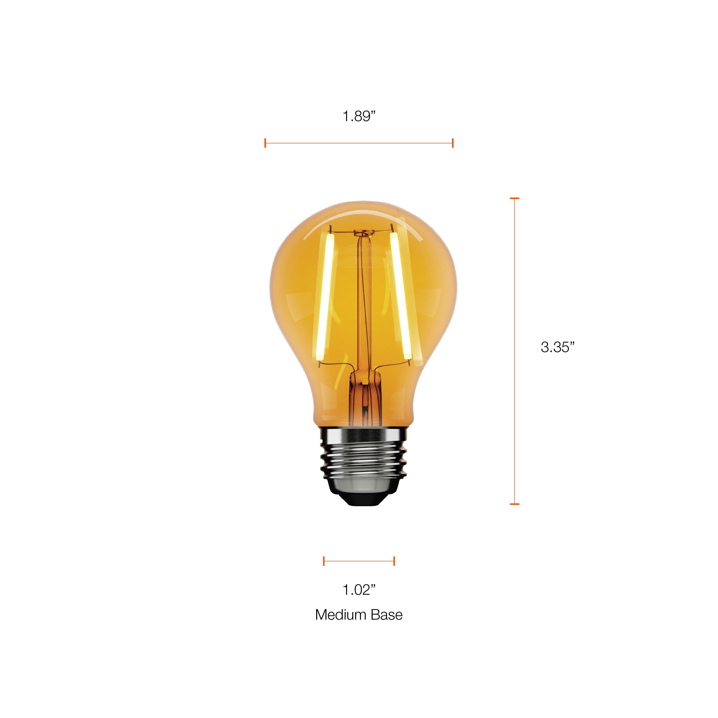 Better Homes & Gardens A15 Vintage LED Amber Light Bulb, 25W Equivalent, E26, Dim - 2 Pk