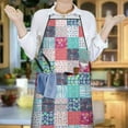 thumbnail image 6 of Blue Boho Pioneer Flower Patchwork Pattern Apron-Garden Aprons for Women with Pockets-Cotton Linen Waterproof Kitchen Cooking Gardening Aprons Adjustable for Kitchen,Cooking,BBQ and Salon 33x27 Inch, 6 of 7