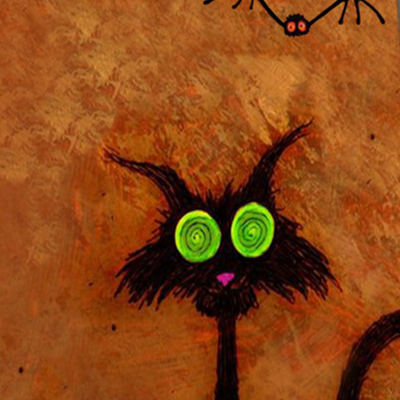 Happy Halloween Ties Black Cat Mens Pumpkin Necktie by Three Rooker