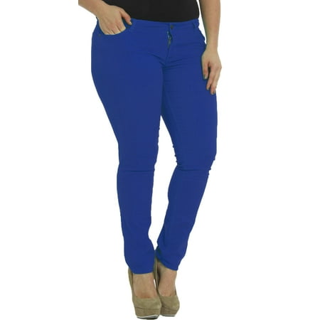 Hey Collection Juniors Plus-Size Brushed Stretch Twill Low Rise Pants Skinny Jeans For Women