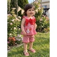 thumbnail image 3 of BemeyourBBs Kids Toddler Baby Girls Baseball Outfit Cute Baby Girl Summer Clothes Bows Baseball Embroidery Ruffle Camisole Tank Top with Plaid Shorts Set Toddler Baby Girls Summer 2-piece Outfit, 3 of 9