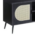 thumbnail image 4 of 60 Inch TV Entertainment Center Rattan Front 2 Cabinet Metal Legs Black - Saltoro Sherpi, 4 of 6