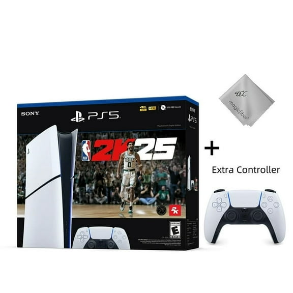 New TEC PlayStation_5 Slim Digital Edition Console – NBA 2K25 Bundle Extra DualSense Wireless Controller (Latest Model – 1TB SSD, 4K Ultra HD, 120Hz)