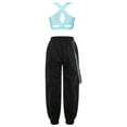 thumbnail image 2 of IEFIEL Kids Girls Modern Jazz Dance Outfit Criss Cross Back Crop Top with Chain Pocket Pants Workout Dance Set Light Blue 6, 2 of 7