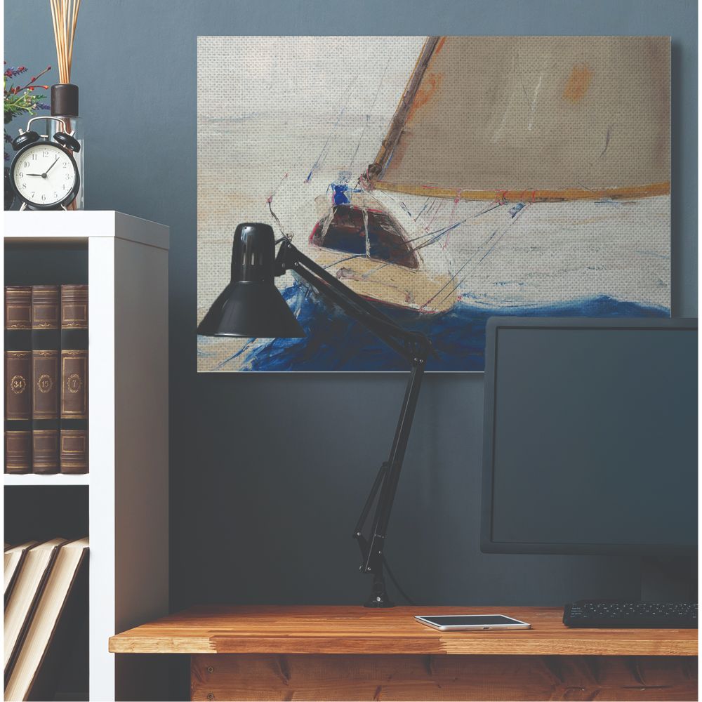 Stupell Home Décor Ocean Sailboat Soaring Impressionist Abstract Yellow Blue Beach Painting Canvas Wall Art by Third and Wall
