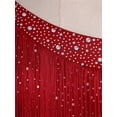 thumbnail image 5 of Sholeno Womens Latin Tango Dance Dress Asymmetrical Shoulder Tassel Ballroom Performance Outfit Burgundy XXL, 5 of 7