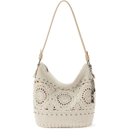The Sak Sequoia Large Hobo Bag - Premium Leather Women's Handbag for Everyday & Travel - Designer Purse With Shoulder Bag Strap, Zipper Closure and Pockets - Natural Medallion