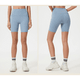 thumbnail image 2 of Women's High Waisted Biker Shorts with Pockets, Nylon Spandex Yoga Workout Shorts, Tummy Control, 1 Pack, 2 of 10