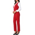thumbnail image 4 of Allegra K Mono Elegante con Tirantes sin Mangas y Cinturón para Mujer, Pierna Recta, L Rojo, 4 of 5