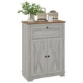 thumbnail image 2 of HOMCOM Farmhouse Accent Cabinet - Light Gray Sideboard with Barn Door & Shelf, 2 of 10