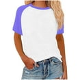 thumbnail image 2 of ECZHAW Women's Short Sleeve Tee Crew Neck Loose Fit Tunic T Shirts Color Block Workout Athletic Summer Tops,, 2 of 5