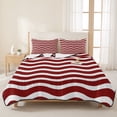 thumbnail image 3 of Full Quilt Set 78''x90'', Red White Lightweight Bedspread Coverlet Set with 2 Pillow Shams, Modern Abstract Waves Water Ripple Striped Breathable All Season Quilt Bedding for Bedroom/Guest Room, 3 of 9