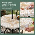 thumbnail image 5 of Round Outdoor Tablecloth with Umbrella Hole and Zipper, Light Brown Starfish Coastal Tablecloth with Elastic Waterproof, Summer Coral Shell Beach Nautical Patio Table Covers for 31" - 35" Tables, 5 of 9