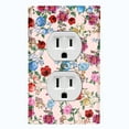 thumbnail image 1 of Metal Light Switch Plate Outlet Cover Colorful Floral Garden Wallpaper Pink ROS040, 1 of 13